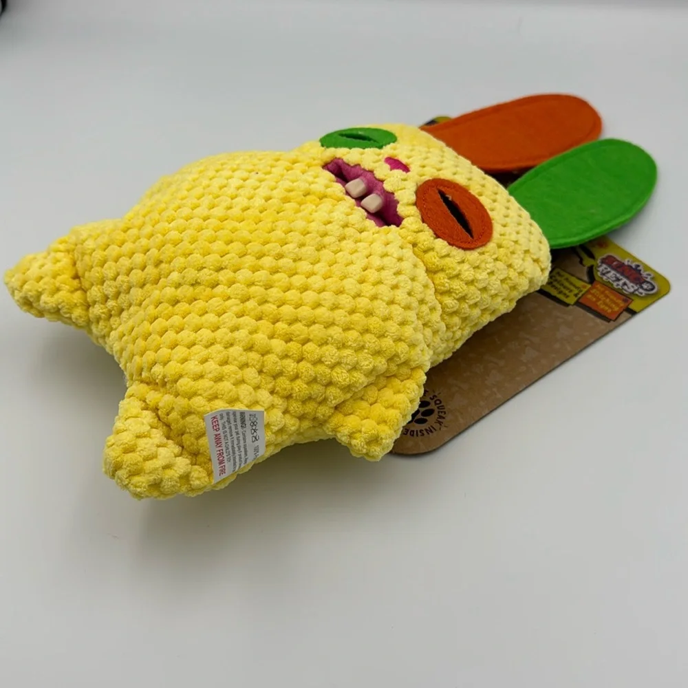 Fuggler Rancid Rabbit Yellow Plush Dog Toy Squeaker NWT‎ Funny Ugly Monster